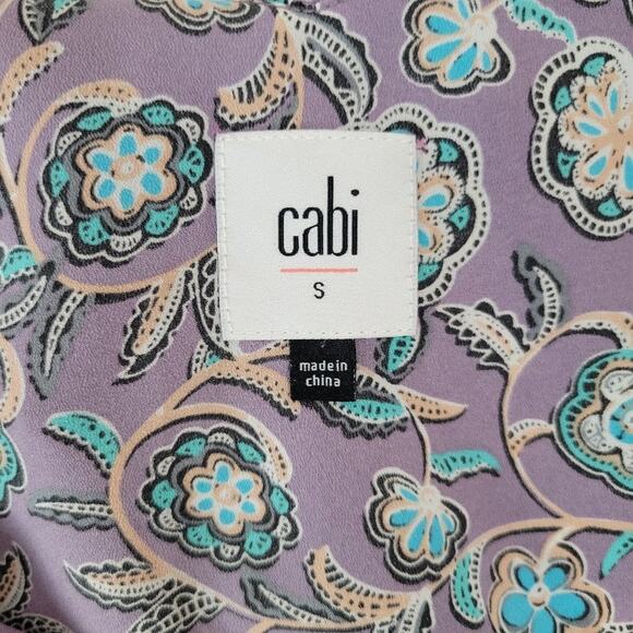 Cabi Purple Floral Ruffle V Neck Sleeveless Tank Top Women's Size S Style 3453 - Picture 5 of 8